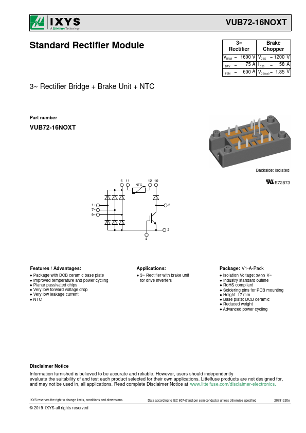 VUB72-16NOXT Datasheet Preview