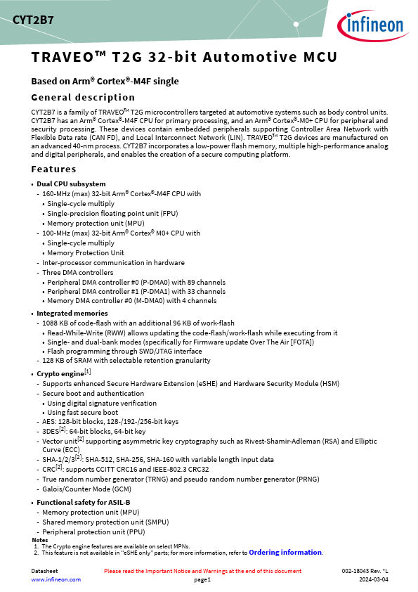 CYT2B73CADQ0AZSGS Datasheet Preview