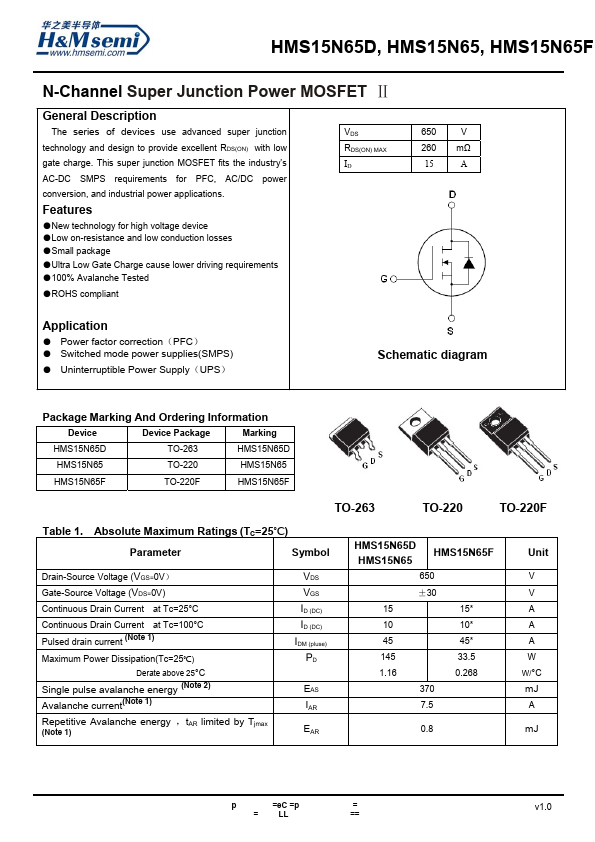 HMS15N65 Datasheet Preview