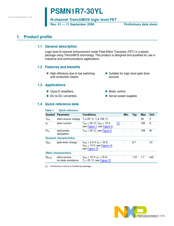 PSMN1R7-30YL