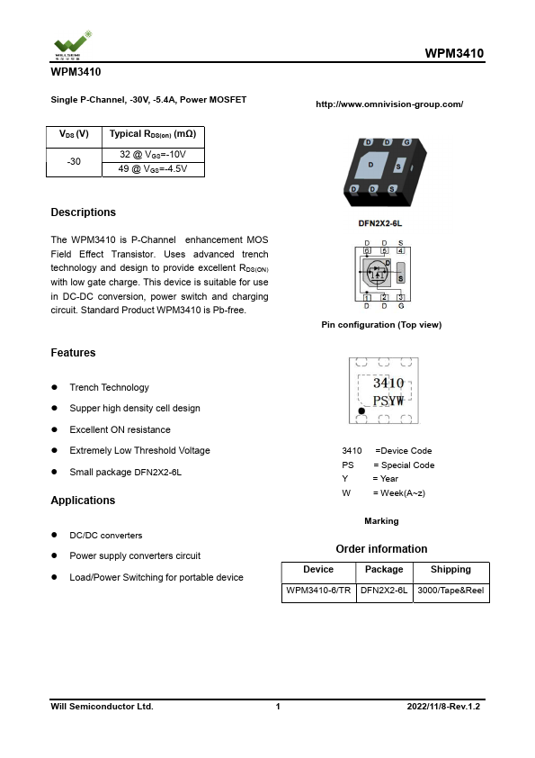 WPM3410 Datasheet Preview