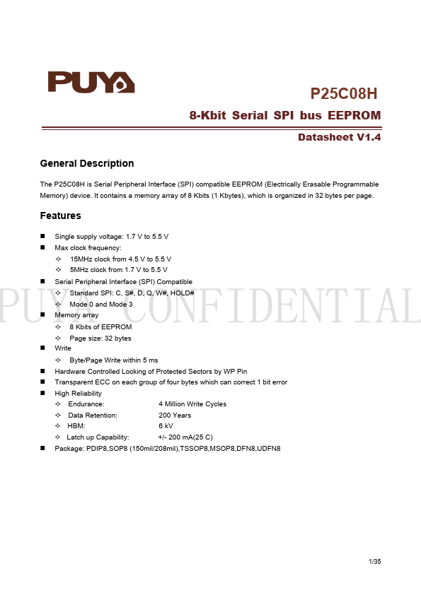 P25C08H Datasheet Preview