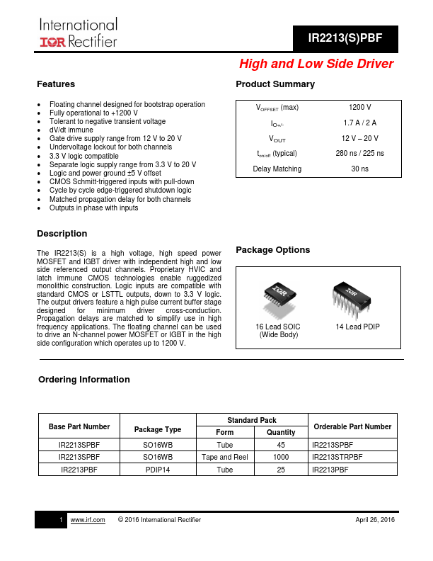 IR2213 Datasheet Preview