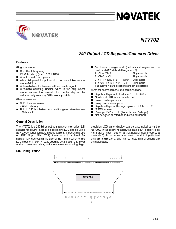 NT7702 Datasheet Preview