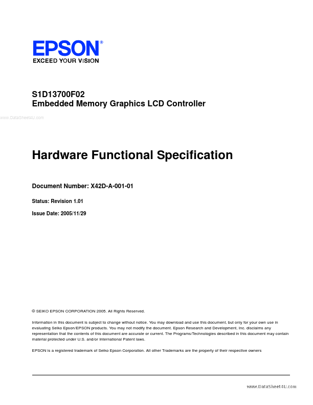 S1D13700F02 Datasheet Preview