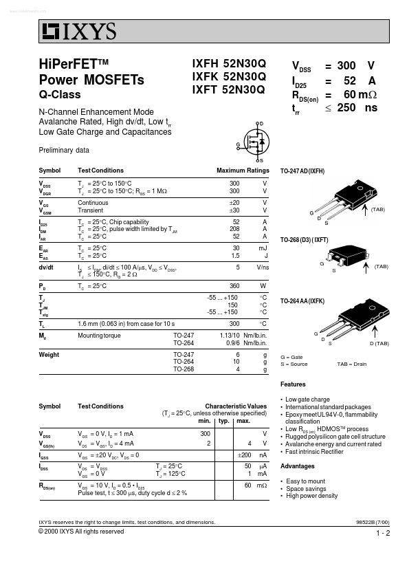 IXFT52N30Q