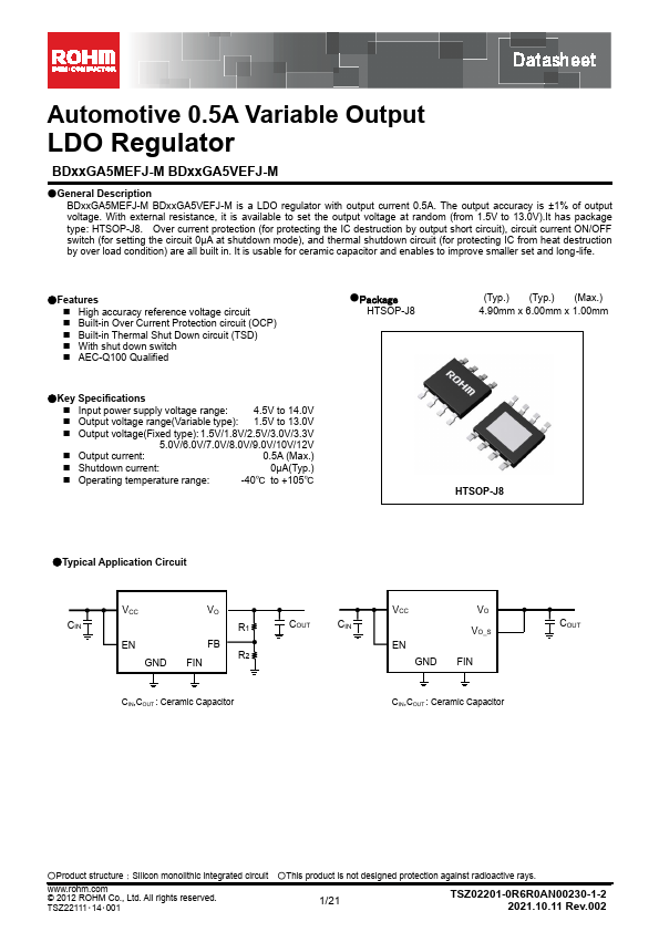 BD00GA5MEFJ-ME2 LDO Regulator by ROHM - Datasheet Preview