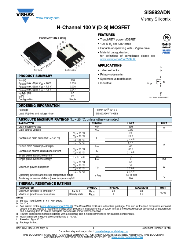 SIS892ADN Datasheet Preview