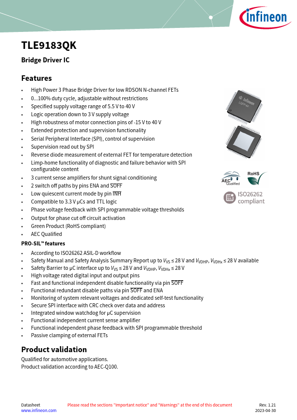 TLE9183QK Datasheet Preview