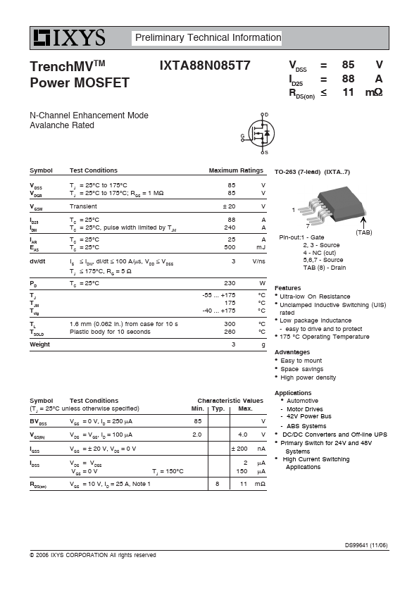 IXTA88N085T7