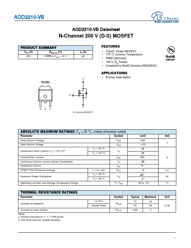 AOD2210 Datasheet Preview