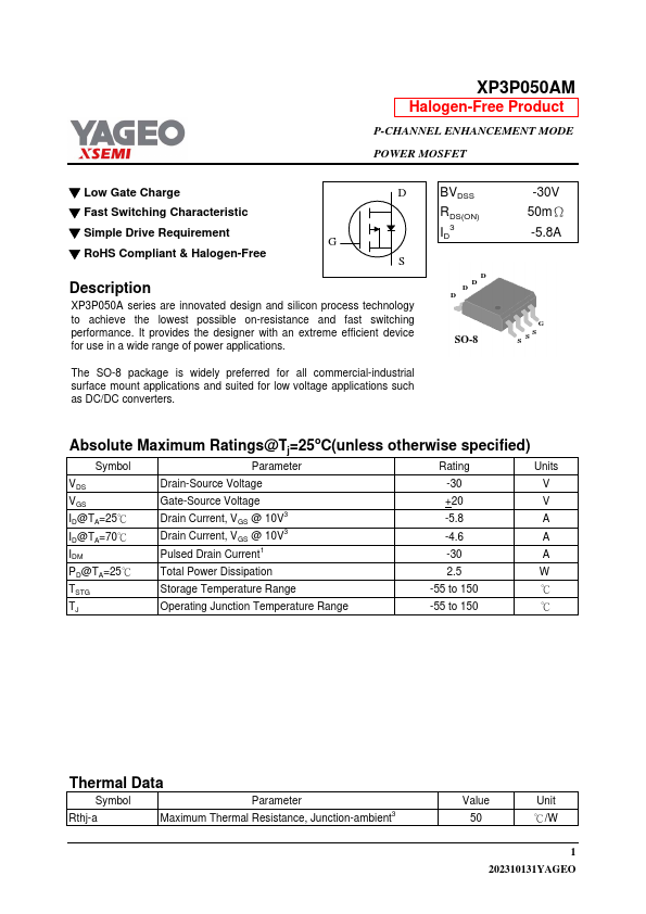 XP3P050AM Datasheet Preview