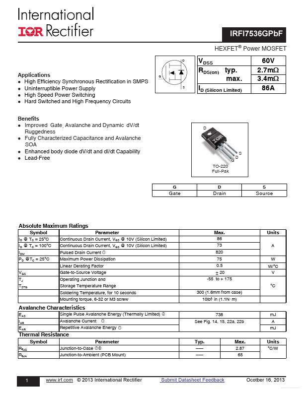 IRFI7536GPBF