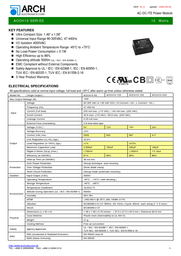 AOCH10-15S Datasheet Preview