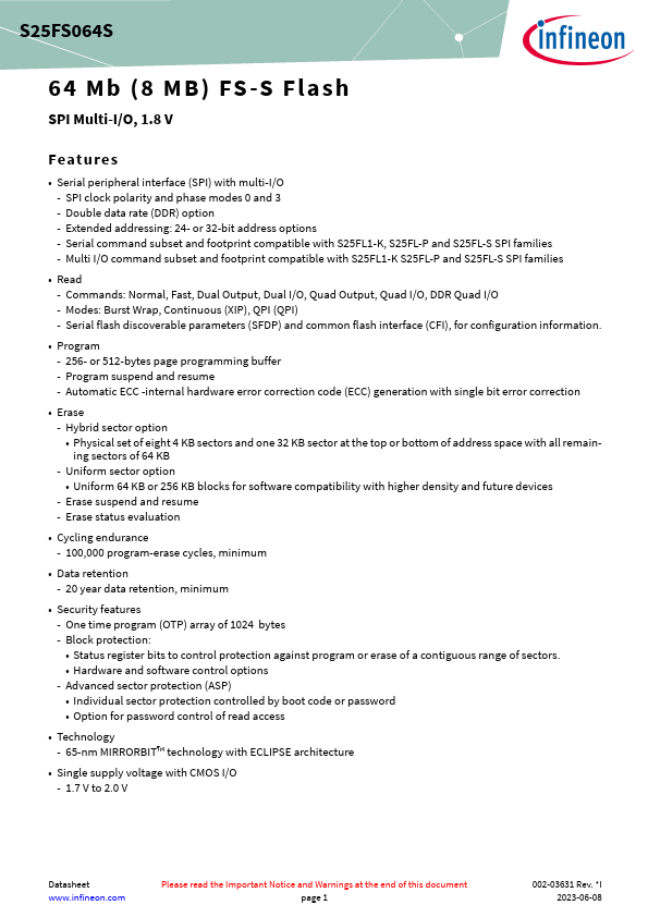 S25FS064S Datasheet Preview