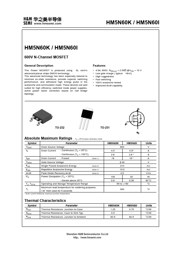 HM5N60I Datasheet Preview