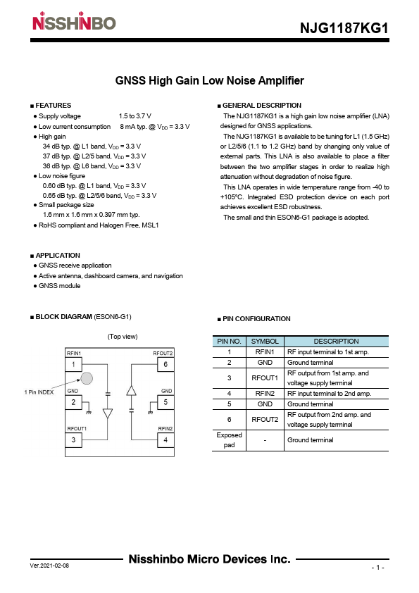 NJG1187KG1 Datasheet Preview