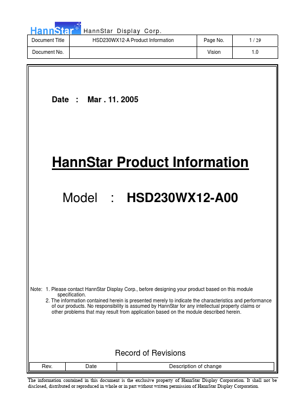 HSD230WX12-A00