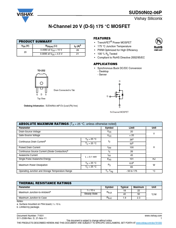 SUD50N02-06P