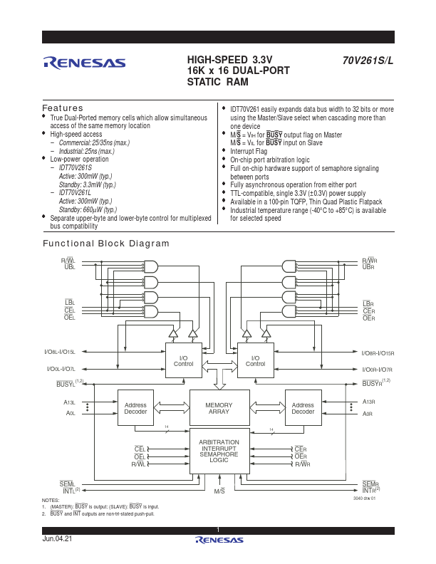 70V261L Datasheet Preview