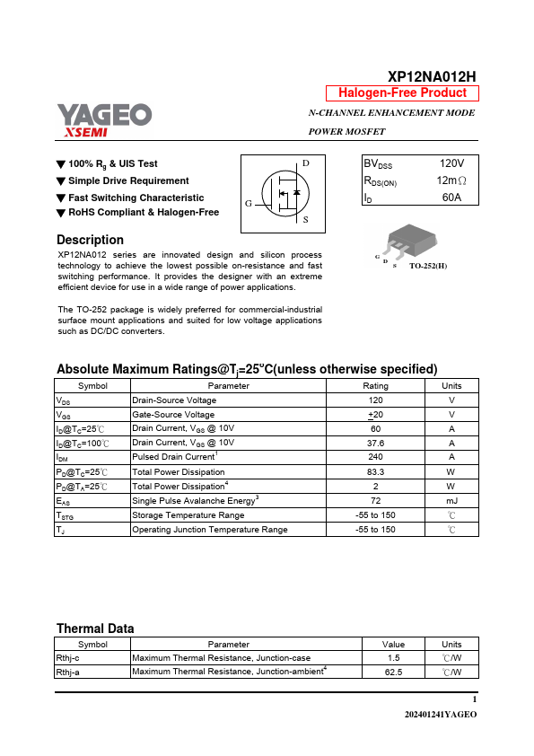 XP12NA012H Datasheet Preview