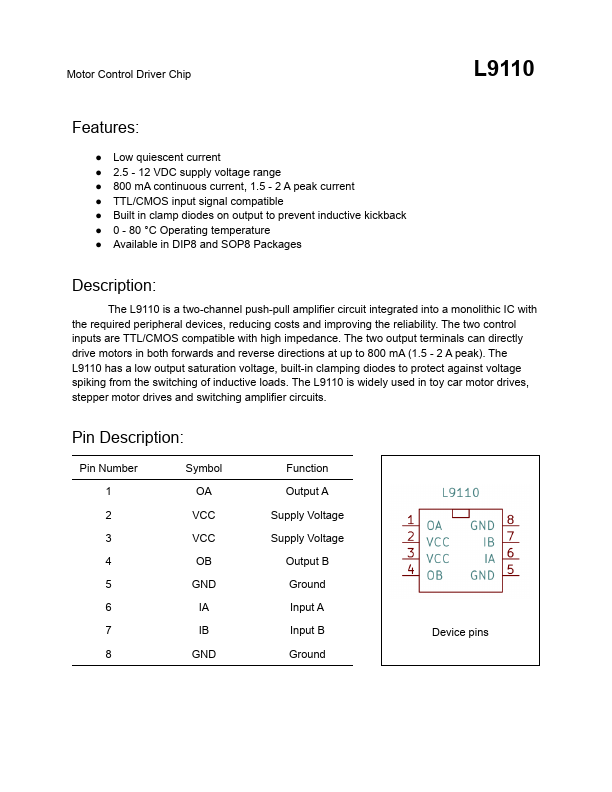 L9110 Datasheet Preview