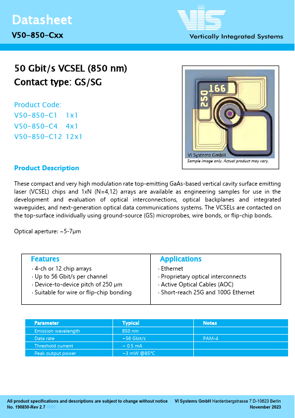 V50-850-C12 Datasheet Preview