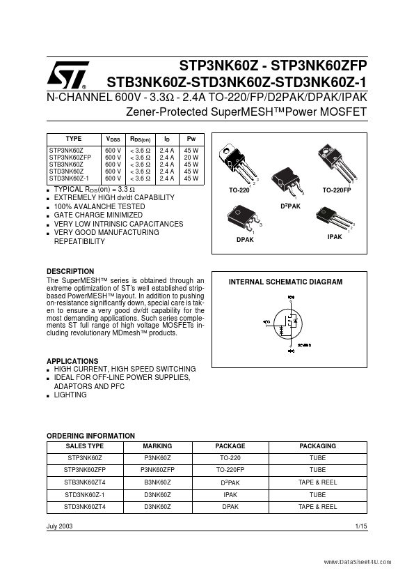 STD3NK60Z