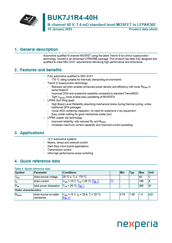 BUK7J1R4-40H Datasheet Preview