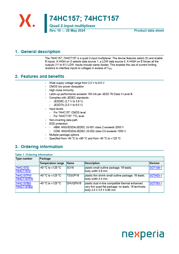 74HC157D Datasheet Preview