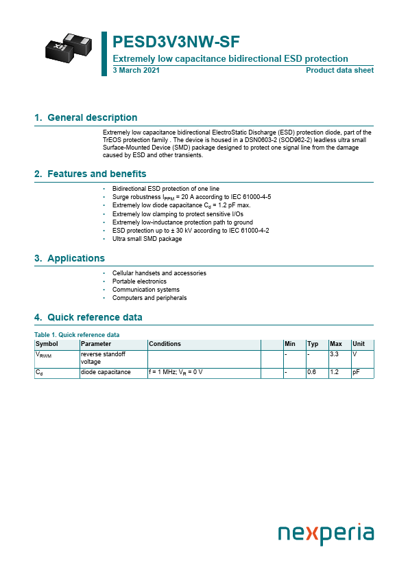 PESD3V3NW-SF Datasheet Preview