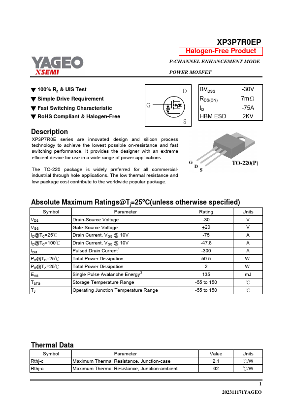 XP3P7R0EP Datasheet Preview