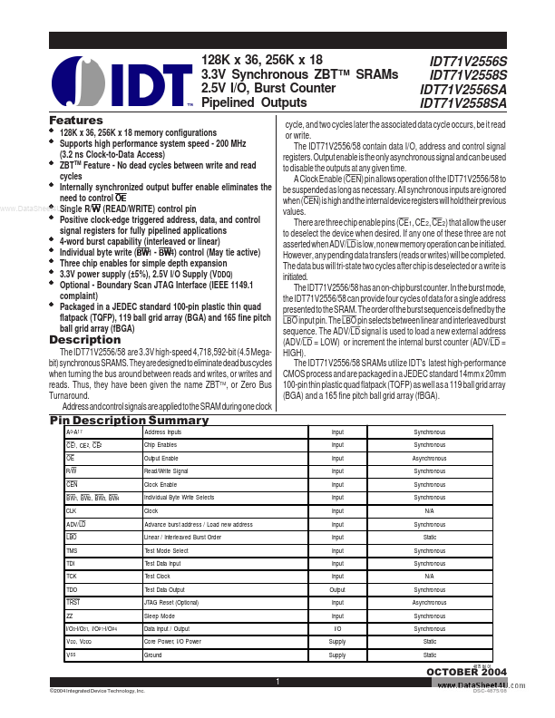 IDT71V2558SA