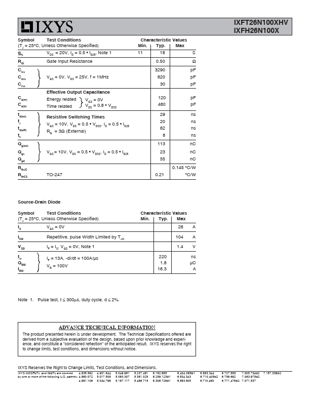 IXFT26N100XHV