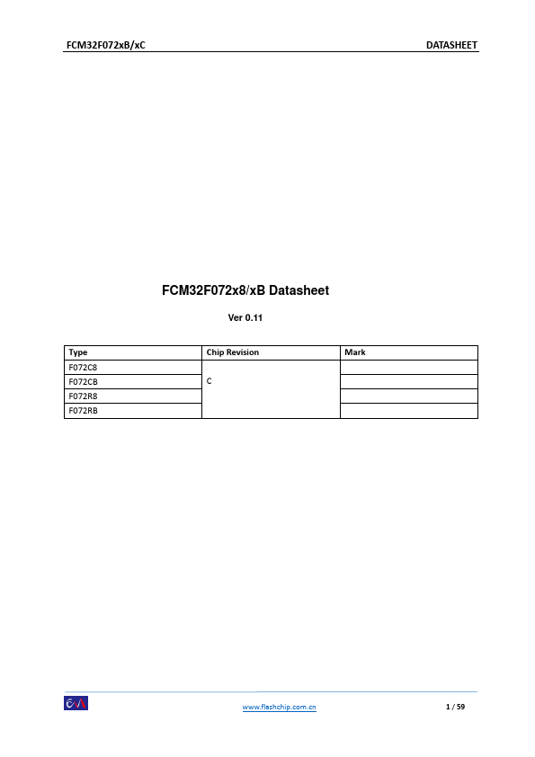FCM32F072CB 32-bit MCU by flashchip - Datasheet Preview