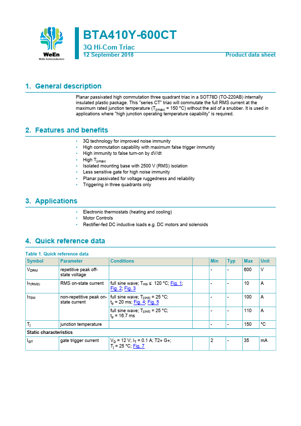 BTA410Y-600CT