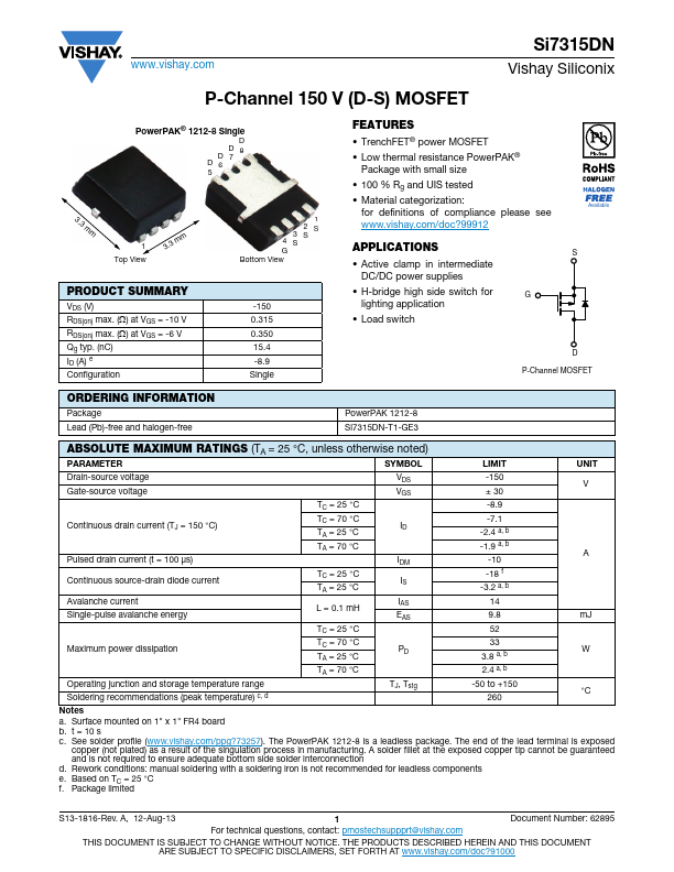 Si7315DN Datasheet Preview