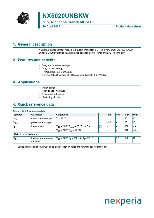 NX5020UNBKW Datasheet Preview