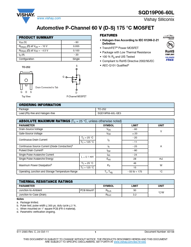 SQD19P06-60L