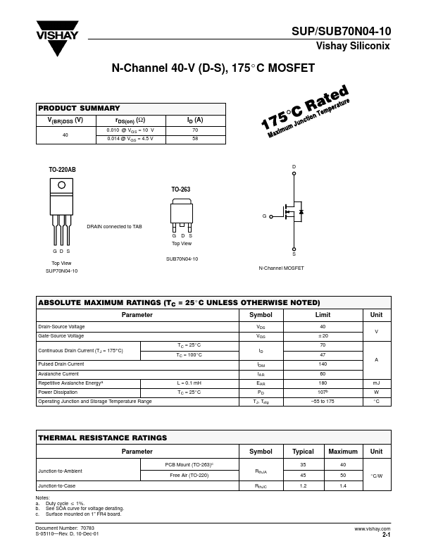 SUB70N04-10