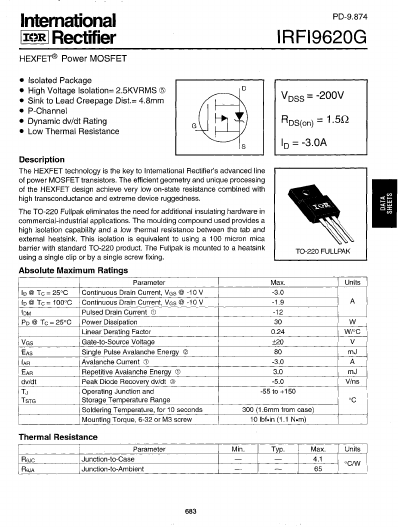 IRFI9620G Datasheet Preview