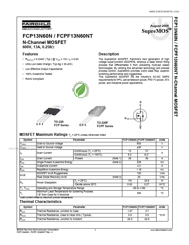 FCPF13N60NT