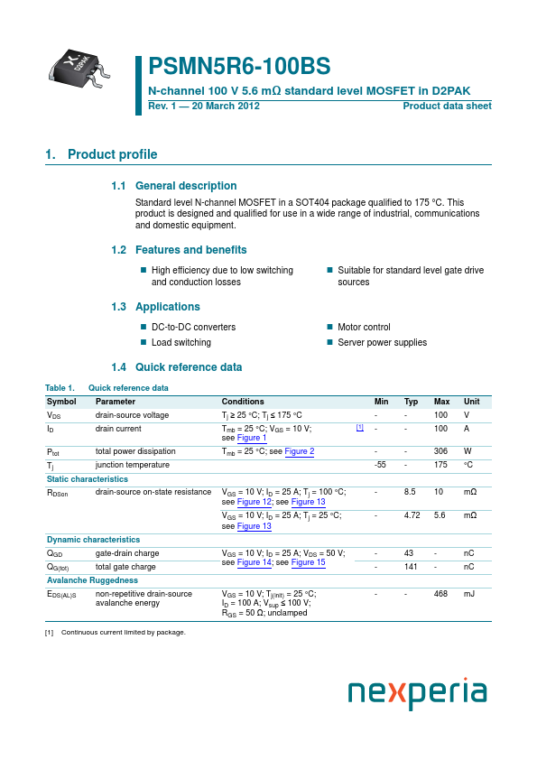 PSMN5R6-100BS