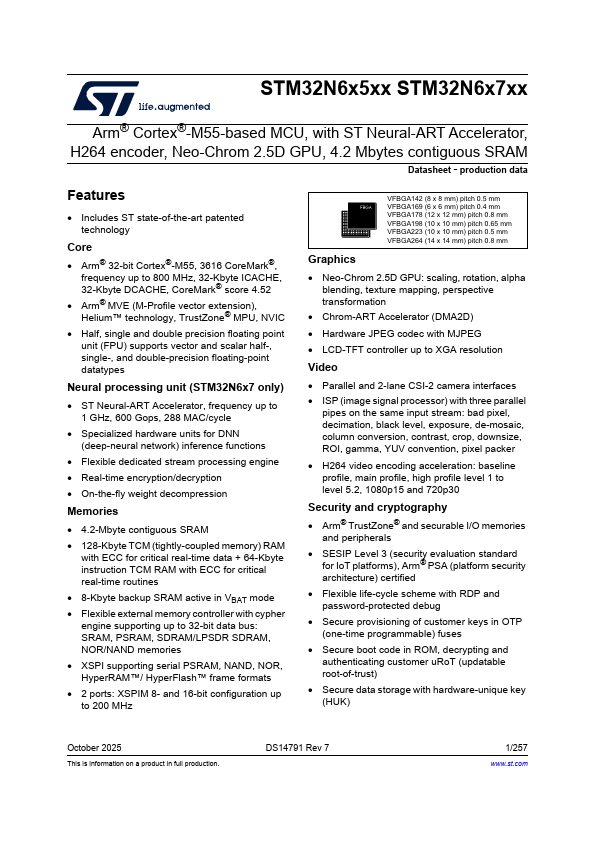STM32N657B0 Datasheet Preview