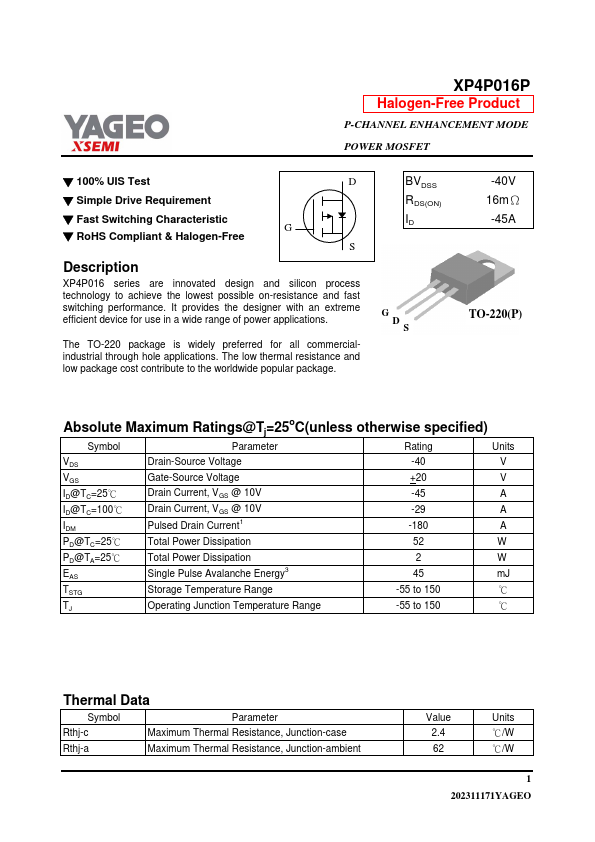 XP4P016P Datasheet Preview