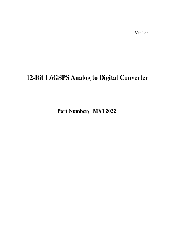 MXT2022 12-Bit 1.6GSPS Analog to Digital Converter by ETC - Datasheet Preview