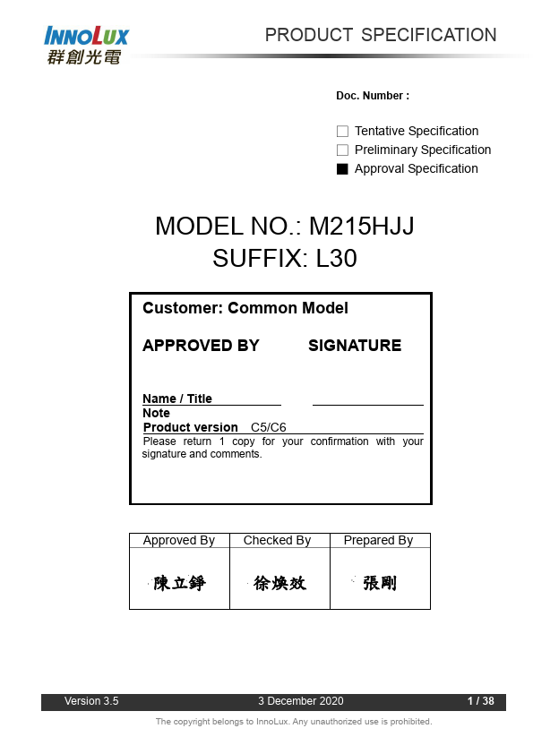 M215HJJ-L30 Datasheet Preview