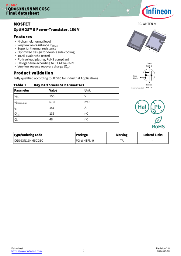 IQD063N15NM5CGSC Datasheet Preview