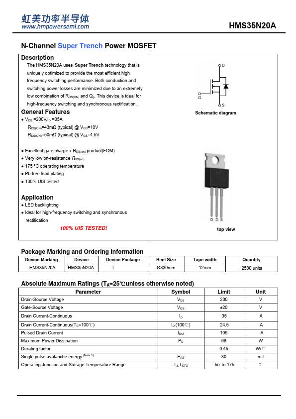 HMS35N20A Datasheet Preview