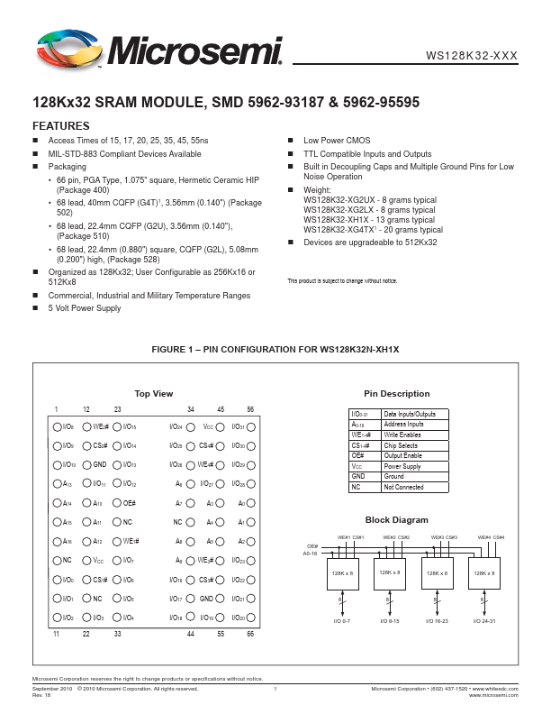 WS128K32-XH1X